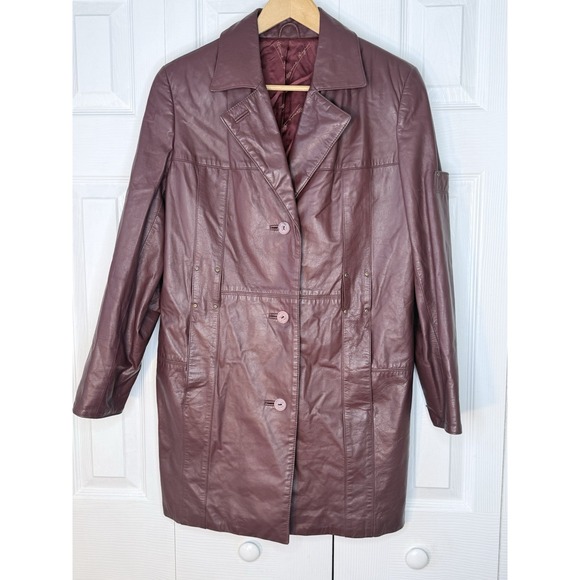 Etienne Aigner Jackets & Blazers - Vintage Etienne Aigner‎ Oxblood Red Leather Short Trench Coat Sz M?